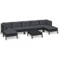 vidaXL Muebles de jardín 8 pzas con cojines negro madera de pino vidaXL Muebles de jardín 8 pzas con cojines negro madera de pino