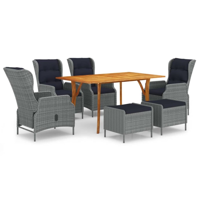 vidaXL Juego de comedor para jardín de 7 piezas gris claro vidaXL Juego de comedor para jardín de 7 piezas gris claro