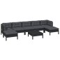 vidaXL Muebles de jardín 8 pzas con cojines negro madera de pino vidaXL Muebles de jardín 8 pzas con cojines negro madera de pino