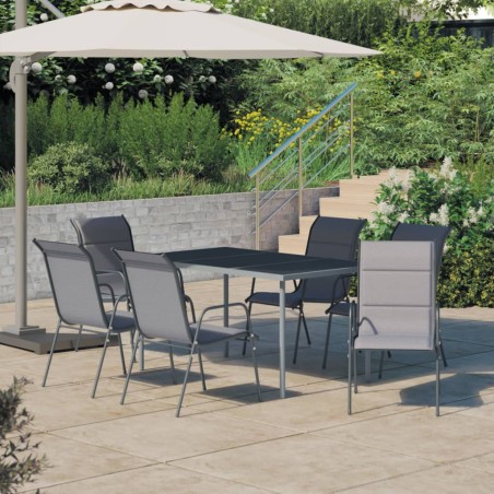 vidaXL Juego de comedor para jardín 7 piezas acero gris antracita