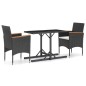 vidaXL Juego de comedor para jardín 3 piezas negro vidaXL Juego de comedor para jardín 3 piezas negro