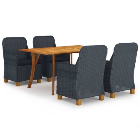vidaXL Juego de comedor para jardín de 5 piezas gris oscuro