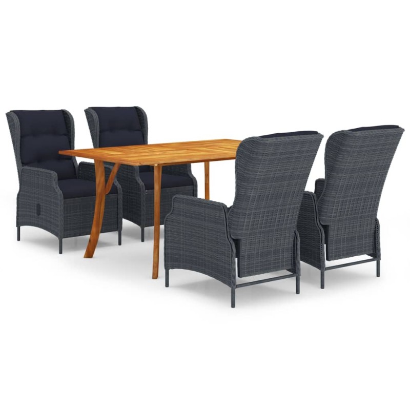 vidaXL Juego de comedor para jardín de 5 piezas gris oscuro vidaXL Juego de comedor para jardín de 5 piezas gris oscuro