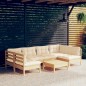 vidaXL Muebles de jardín 7 pzas y cojines madera maciza de pino crema vidaXL Muebles de jardín 7 pzas y cojines madera maciza de pino crema