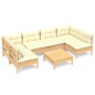 vidaXL Muebles de jardín 7 pzas y cojines madera maciza de pino crema vidaXL Muebles de jardín 7 pzas y cojines madera maciza de pino crema