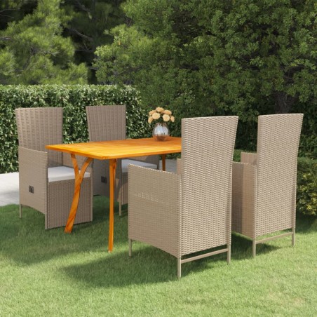 vidaXL Juego de comedor para jardín 5 piezas beige