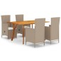 vidaXL Juego de comedor para jardín 5 piezas beige