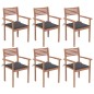 vidaXL Sillas apilables de jardín 6 uds madera de teca con cojines vidaXL Sillas apilables de jardín 6 uds madera de teca con cojines
