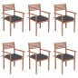 vidaXL Sillas apilables de jardín 6 uds madera de teca con cojines vidaXL Sillas apilables de jardín 6 uds madera de teca con cojines