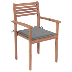 vidaXL Sillas apilables de jardín 8 uds madera de teca con cojines