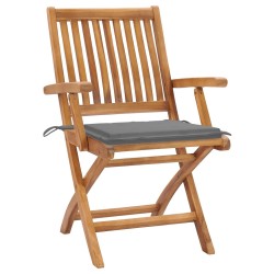 vidaXL Sillas de jardín plegables 8 uds madera maciza teca con cojines