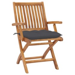 vidaXL Sillas de jardín plegables 8 uds madera maciza teca con cojines