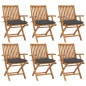 vidaXL Sillas de jardín plegables 6 uds madera maciza teca con cojines vidaXL Sillas de jardín plegables 6 uds madera maciza teca con cojines