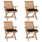 vidaXL Sillas de jardín plegables 4 uds madera maciza teca con cojines vidaXL Sillas de jardín plegables 4 uds madera maciza teca con cojines