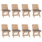 vidaXL Sillas de jardín plegables 8 uds madera maciza teca con cojines vidaXL Sillas de jardín plegables 8 uds madera maciza teca con cojines