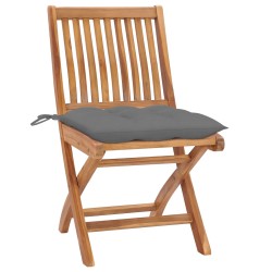 vidaXL Sillas de jardín plegables 8 uds madera maciza teca con cojines