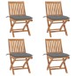 vidaXL Sillas de jardín plegables 4 uds madera maciza teca con cojines vidaXL Sillas de jardín plegables 4 uds madera maciza teca con cojines