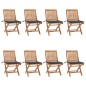 vidaXL Sillas de jardín plegables 8 uds madera maciza teca con cojines vidaXL Sillas de jardín plegables 8 uds madera maciza teca con cojines