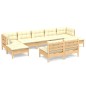vidaXL Muebles de jardín 9 piezas cojines madera de pino color crema vidaXL Muebles de jardín 9 piezas cojines madera de pino color crema
