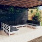 vidaXL Muebles de jardín 9 pzas y cojines blanco madera maciza de pino vidaXL Muebles de jardín 9 pzas y cojines blanco madera maciza de pino