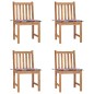vidaXL Sillas de jardín 4 unidades madera maciza de teca con cojines vidaXL Sillas de jardín 4 unidades madera maciza de teca con cojines