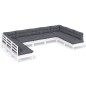 vidaXL Muebles de jardín 9 pzas y cojines blanco madera maciza de pino vidaXL Muebles de jardín 9 pzas y cojines blanco madera maciza de pino