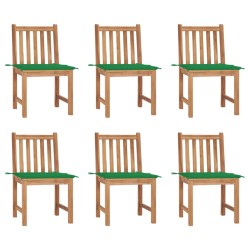 vidaXL Sillas de jardín 6 unidades con cojines madera maciza de teca