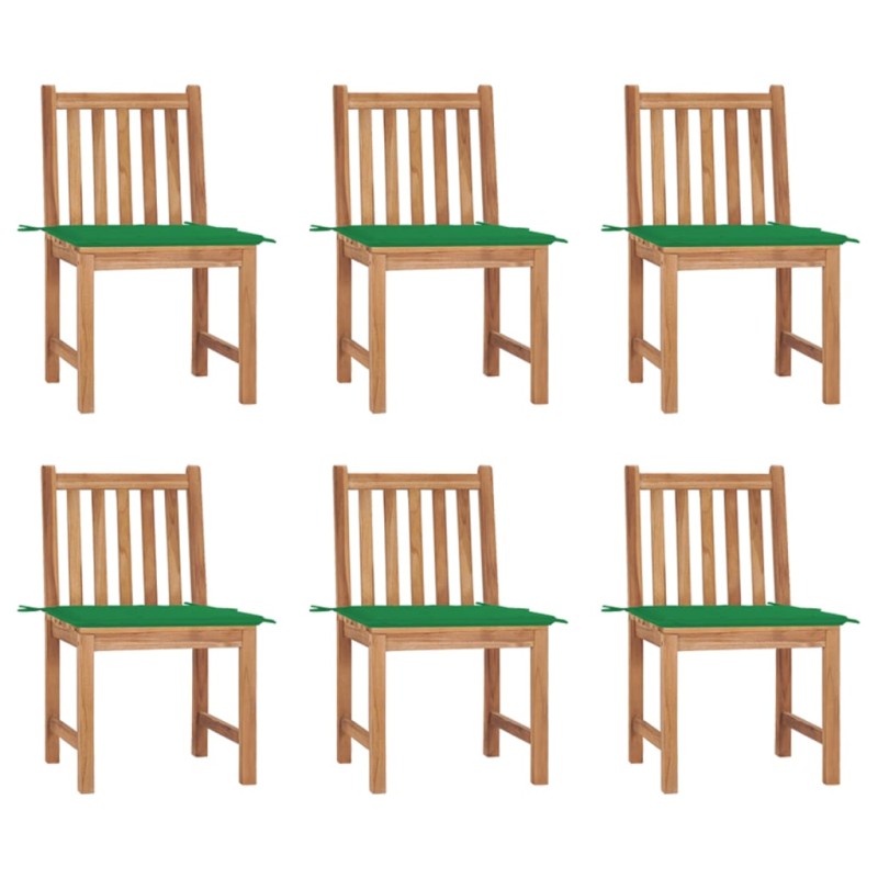vidaXL Sillas de jardín 6 unidades con cojines madera maciza de teca