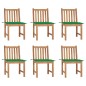 vidaXL Sillas de jardín 6 unidades con cojines madera maciza de teca