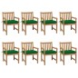 vidaXL Sillas de jardín 8 uds madera maciza de teca cojines verde vidaXL Sillas de jardín 8 uds madera maciza de teca cojines verde