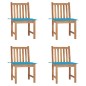 vidaXL Sillas de jardín 4 unidades madera maciza de teca con cojines vidaXL Sillas de jardín 4 unidades madera maciza de teca con cojines