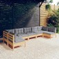 vidaXL Juego de muebles de jardín 7 pzas y cojines madera maciza pino vidaXL Juego de muebles de jardín 7 pzas y cojines madera maciza pino