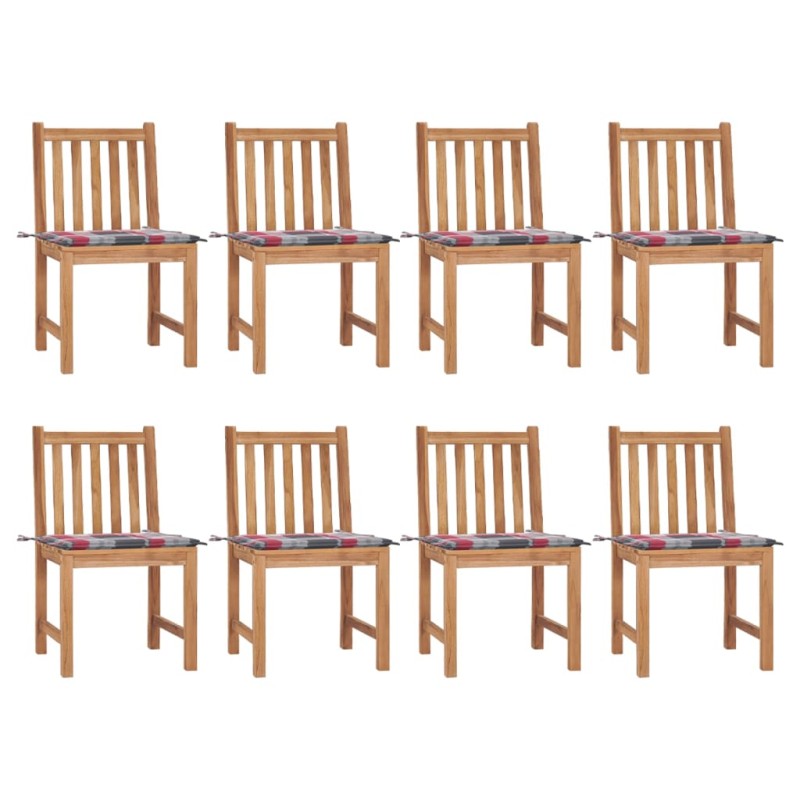 vidaXL Sillas de jardín 8 unidades madera maciza de teca con cojines vidaXL Sillas de jardín 8 unidades madera maciza de teca con cojines