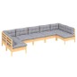 vidaXL Juego de muebles de jardín 7 pzas y cojines madera maciza pino vidaXL Juego de muebles de jardín 7 pzas y cojines madera maciza pino