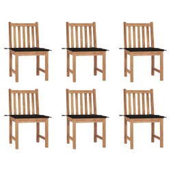vidaXL Sillas de jardín 6 unidades con cojines madera maciza de teca
