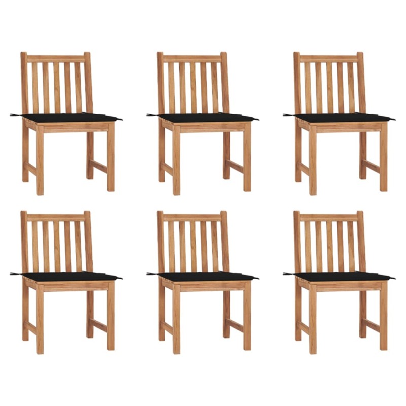 vidaXL Sillas de jardín 6 unidades con cojines madera maciza de teca