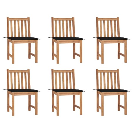 vidaXL Sillas de jardín 6 unidades con cojines madera maciza de teca