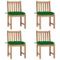 vidaXL Sillas de jardín 4 unidades madera maciza de teca con cojines vidaXL Sillas de jardín 4 unidades madera maciza de teca con cojines
