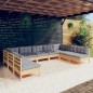 vidaXL Juego de muebles de jardín 9 pzas y cojines madera maciza pino