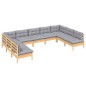 vidaXL Juego de muebles de jardín 9 pzas y cojines madera maciza pino
