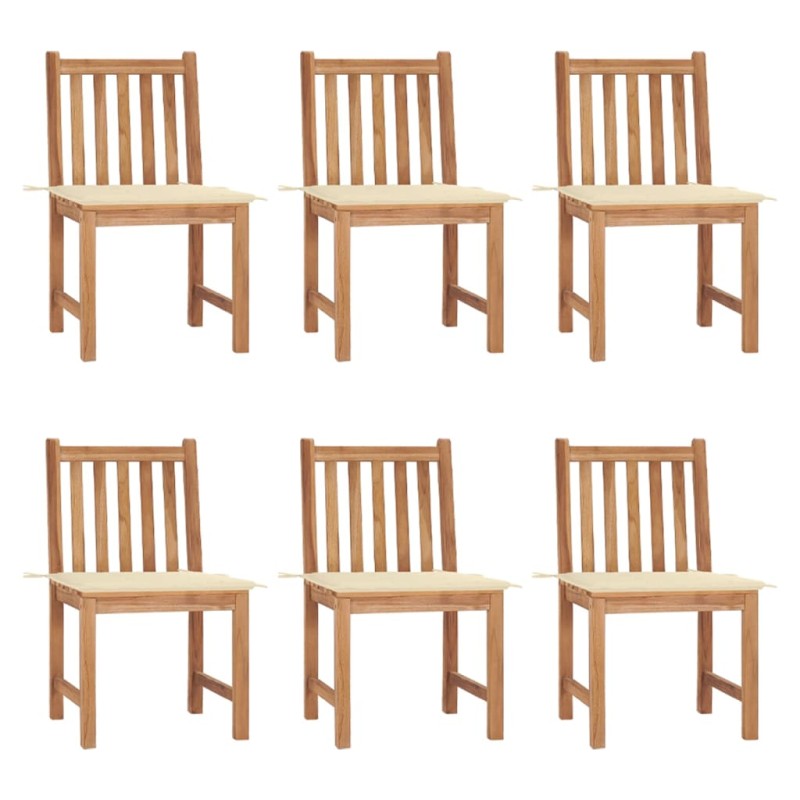 vidaXL Sillas de jardín 6 unidades con cojines madera maciza de teca
