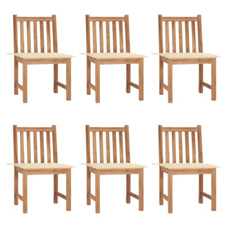vidaXL Sillas de jardín 6 unidades con cojines madera maciza de teca