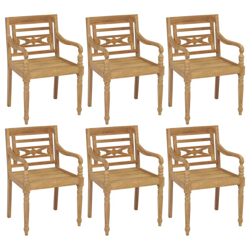 vidaXL Sillas Batavia 6 unidades madera maciza de teca vidaXL Sillas Batavia 6 unidades madera maciza de teca