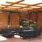 vidaXL Muebles de jardín 14 pzas y cojines negro madera maciza de pino vidaXL Muebles de jardín 14 pzas y cojines negro madera maciza de pino