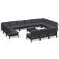 vidaXL Muebles de jardín 14 pzas y cojines negro madera maciza de pino vidaXL Muebles de jardín 14 pzas y cojines negro madera maciza de pino