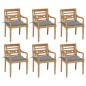vidaXL Sillas Batavia 6 unidades madera maciza de teca con cojines