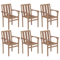 vidaXL Sillas apilables de jardín 6 uds madera maciza de teca 