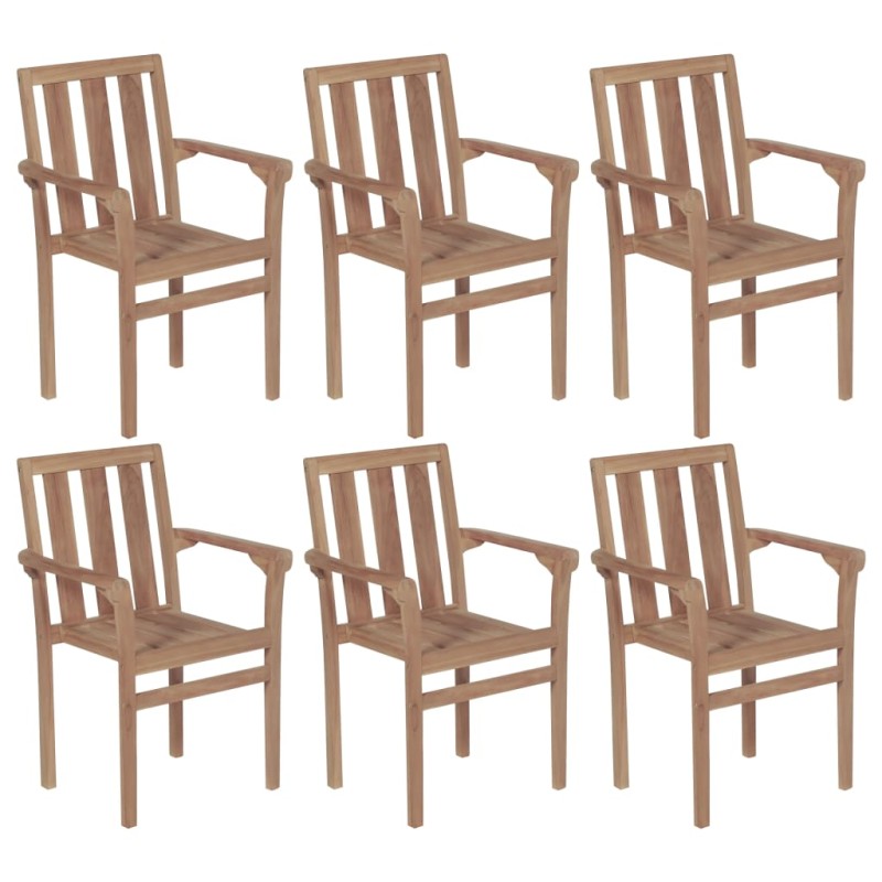 vidaXL Sillas apilables de jardín 6 uds madera maciza de teca vidaXL Sillas apilables de jardín 6 uds madera maciza de teca