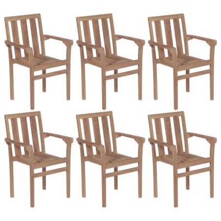 vidaXL Sillas apilables de jardín 6 uds madera maciza de teca 
