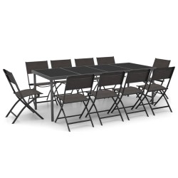 vidaXL Juego de comedor de jardín 11 piezas acero